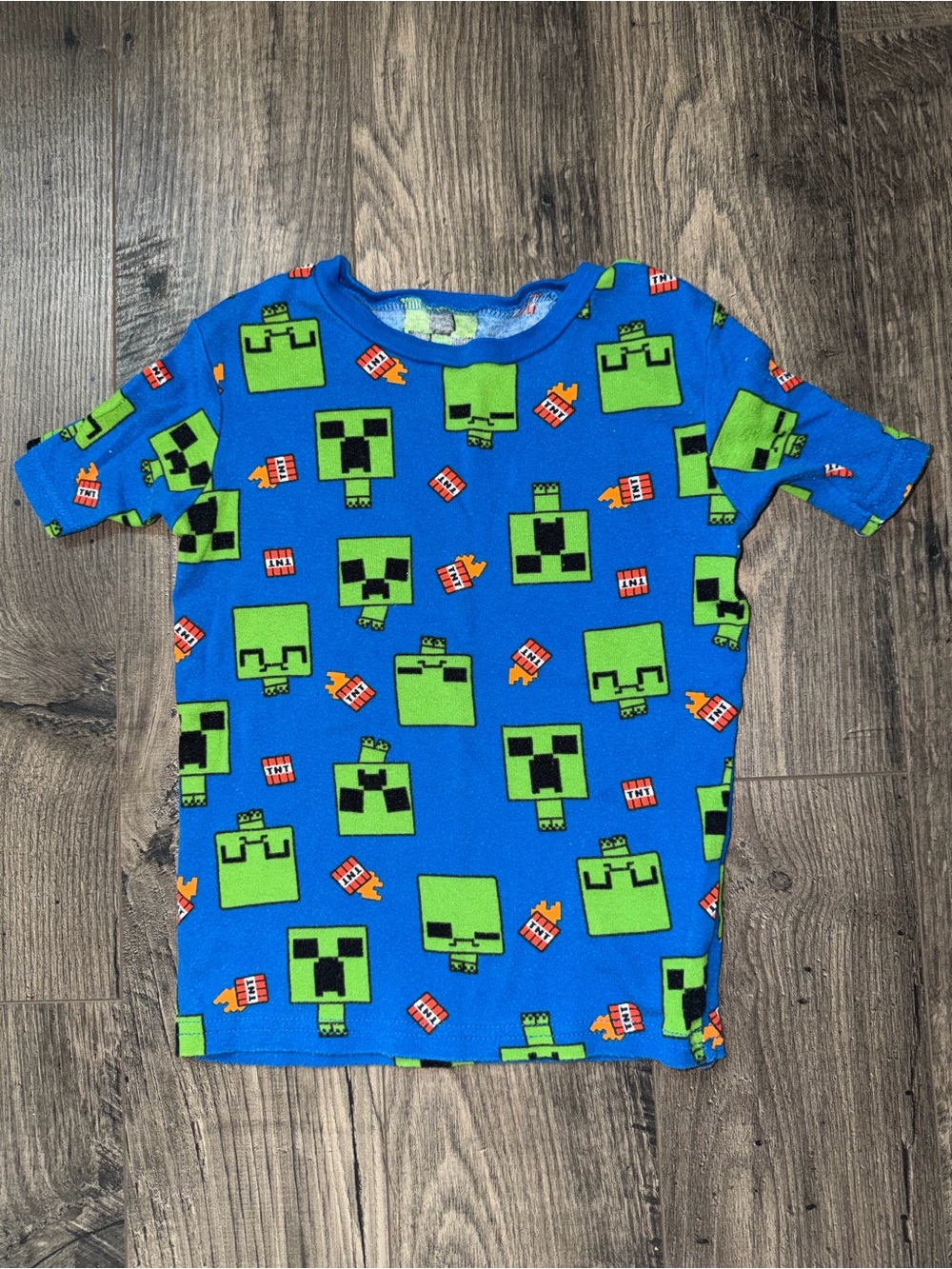 Kids Blue Minecraft Creeper Graphic Tee